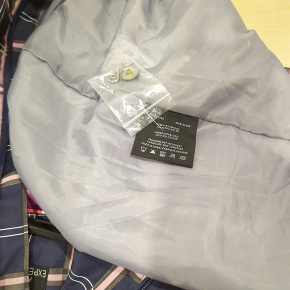 Arctic Expedition Plaid Preppy Rain Coat Navy Pink Pattern Plus Size 3X Hoooded - Picture 5 of 7